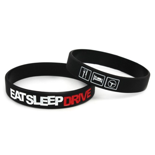 Braccialetto in silicone "Eat Sleep Drive silicone wristband" nero TRS Tuning