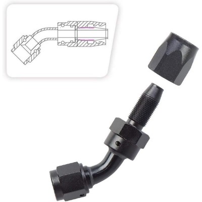 Raccordo in alluminio per tubi in gomma AN10 a 45° NERO