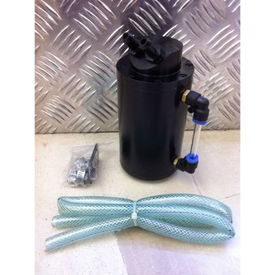 Vaschetta recupero vapori olio TRS Tuning catch can universale Nera con tubazione e fascette