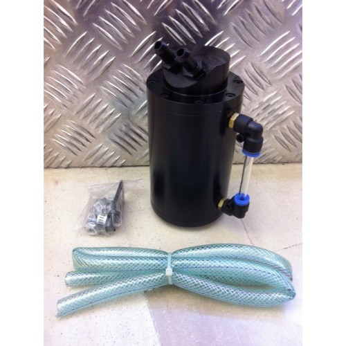 Vaschetta recupero vapori olio TRS Tuning catch can universale Nera con tubazione e fascette