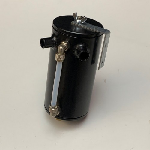 Vaschetta recupero vapori olio TRS Tuning catch can universale NERO con attacchi da 16mm (h. 150mm - diam. 80mm)