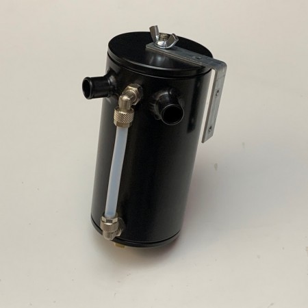 Vaschetta recupero vapori olio TRS Tuning catch can universale NERO con attacchi da 16mm (h. 150mm - diam. 80mm)