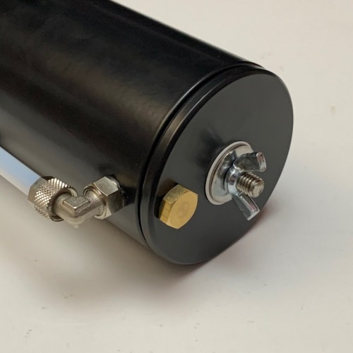 Vaschetta recupero vapori olio TRS Tuning catch can universale NERO con attacchi da 16mm (h. 150mm - diam. 80mm)