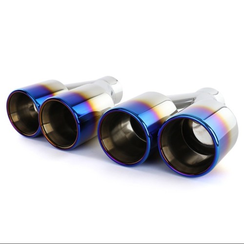 Terminale scarico quadruplo effetto titanio bruciato sfalsati