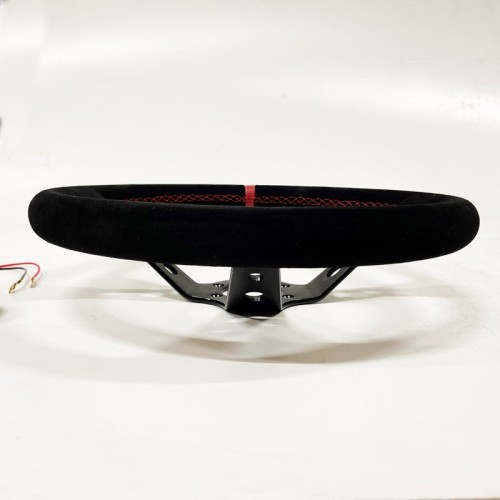 Volante universale TRS Tuning a calice 90mm in scamosciato nero e rosso Ø350mm