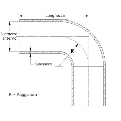 Curva in silicone a 90° e gamba lunghezza 152mm - diametro interno ø 32mm - TRS Tuning A90-32B 2