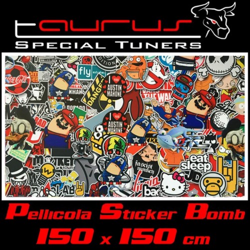 Pellicola wrapping stickerbomb tipo 2 colorata 150x150cm - Taurus PLL055
