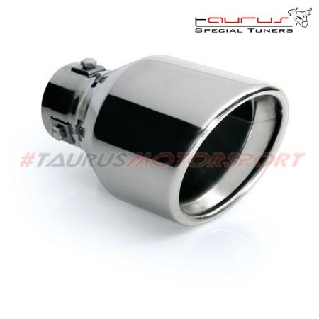 Terminale finale di scarico in acciaio inox lucidato - tondo singolo da 100mm taglio diagonale - Pilot 60093