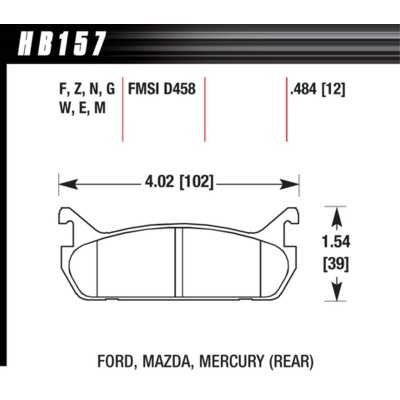 Pastiglie freno sportive POSTERIORI HAWK HP+ Mazda MX-5 NA 1.6 - Hawk Performance HB157N.484