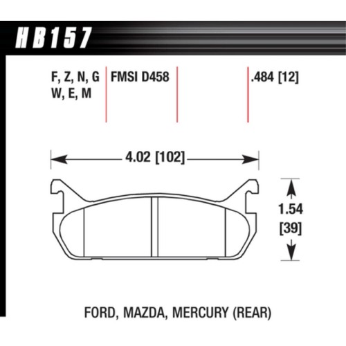 Pastiglie freno sportive POSTERIORI HAWK HP+ Mazda MX-5 NA 1.6 - Hawk Performance HB157N.484