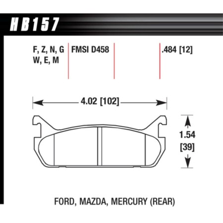 Pastiglie freno sportive POSTERIORI HAWK HP+ Mazda MX-5 NA 1.6 - Hawk Performance HB157N.484