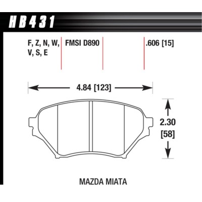 Pastiglie freno sportive ANTERIORI HAWK DTC-30 Mazda MX-5 NB 1.8 Sport (big brake) - Hawk Performance HB431W.606