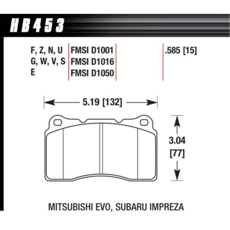 Pastiglie freno sportive ANTERIORI HAWK DTC-30 Subaru Impreza WRX STI 2.5 2006-2007 - Hawk Performance HB453W.585