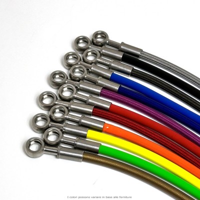 Kit 4 Tubi freno aeronautici per Opel Signum 2.2 Di 2003-  in treccia metallica e guaina colorata OPE-4-137 hose technik flessib
