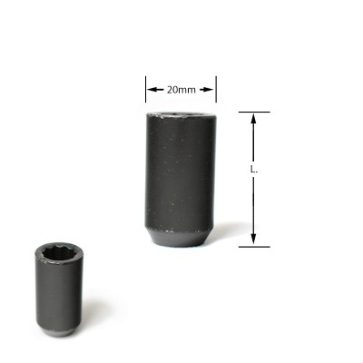 Dado conico stellare larghezza 20mm M12x1,25 L.37mm zincatura nera M12 1,25 12x1,25 JR Japan Racing XXR dadi conici stellari a s