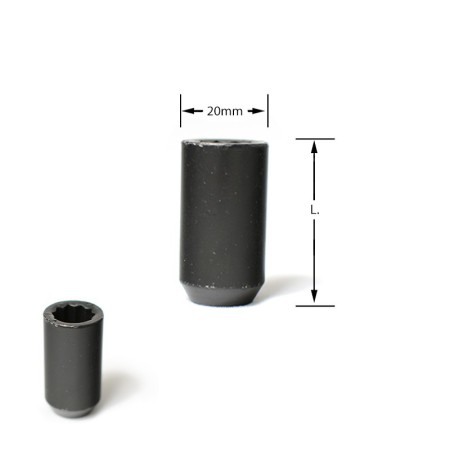 Dado conico stellare larghezza 20mm M12x1,25 L.37mm zincatura nera M12 1,25 12x1,25 JR Japan Racing XXR dadi conici stellari a s