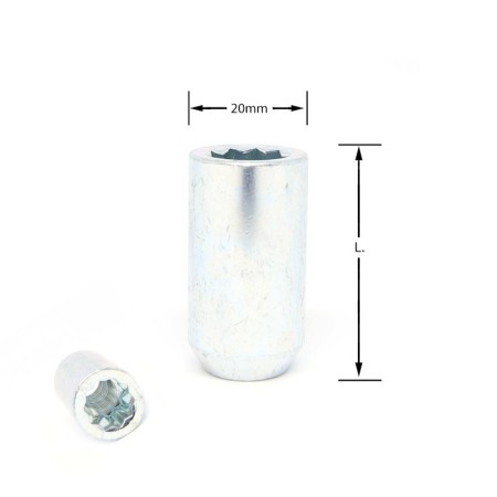 Dado conico stellare larghezza 20mm M12x1,25 L.37mm zincatura acciaio