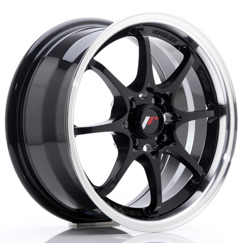 Cerchio in lega JR Wheels JR5 15x7 ET35 4x100 Gloss Black w/ Machined Lip